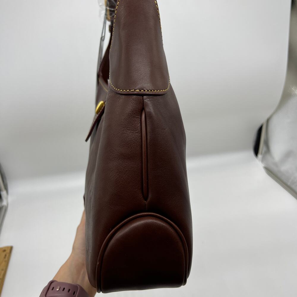 Dooney & Bourke Florentine Leather Crescent Hobo Women Purse Chestnut - Picture 4 of 16